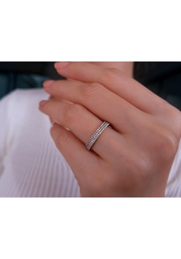 Sirius Pırlanta Taşlı 3 Renk Yarım Tur Yüzük 0804R0155