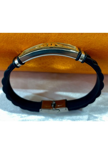 Firuze Gümüş Çelik Siyahlı Kordonlu Bileklik F16002005 Siyah