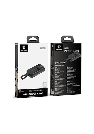 Lenyes Px0001d Akıllı Saat Kablosuz Şarj Taşınabilir Type-c Kablolu Powerbank 2000mah 2w Siyah