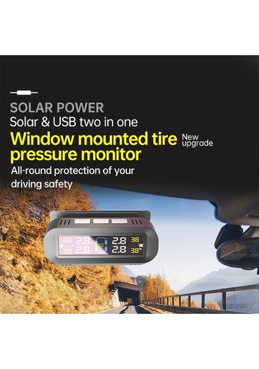 Boatshop1 Ynf Kablosuz Güneş Tpms Siyah Gerçek Zamanlı Ekran 4 Dış Sensör Pil Usb Çift Kullanım Araba Suv Mp