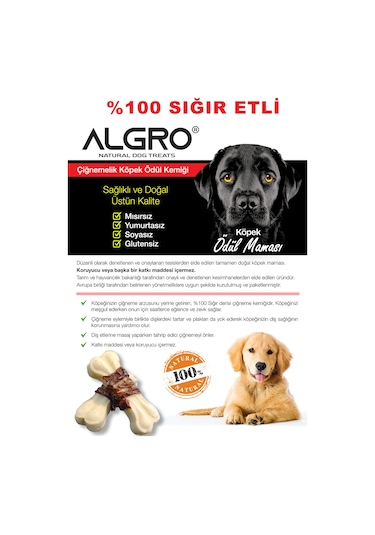 Algro Dana Etli Doğal Ödül Kemiği 7.5 CM 25 G 4'lü