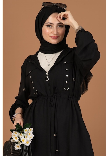 Sevitli Beli Tünelli Mevsimlik Tunik Siyah 2240-Beyaz