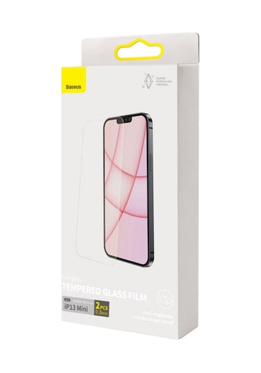 Baseus Apple Uyumlu   iPhone 13 Mini 0.3Mm Tempered Full Cam Ekran Koruyucu Şeffaf