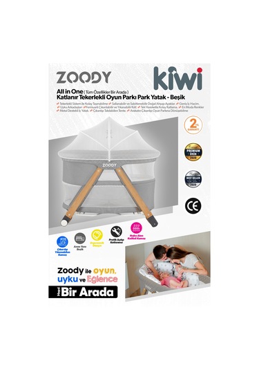 Kiwi Zoody 3 İn 1 Bebek Beşiği, Oyun Parkı Ve Park Yatak Ve Zoody Yatak Kw-2041