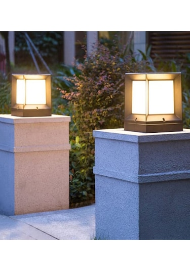 Şanled Kare Küp Dekoratif Siyah Kasa Set Üstü Bahçe Aydınlatma Armatürü -6 Adet Şeffaf