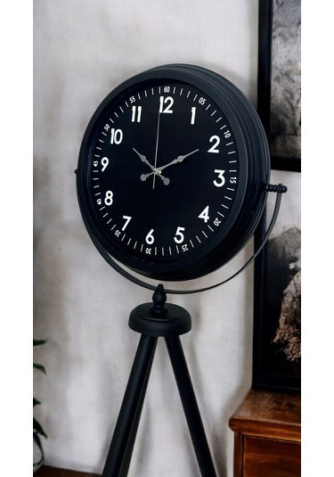 Royal Black Tripod Ayaklı Modern Tasarım Saat Siyah