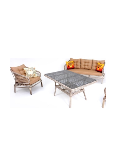 Serenity Üçlü Rattan Bahçe Balkon Oturma Grubu Rehome