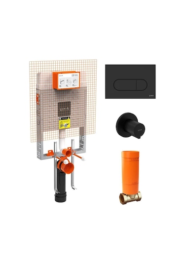 Vitra Mat Siyah 8 Cm Gömme Rezervuar Seti 800-1896