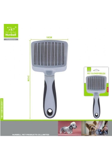 Nunbell Otomatik Temizlenen Metal Dişli Kedi Ve Köpek Fırçası L 21 Cm