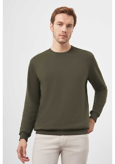 Morven Erkek Haki Basic Bisiklet Yaka Sweat-shirt 25ks063005710 Haki Haki