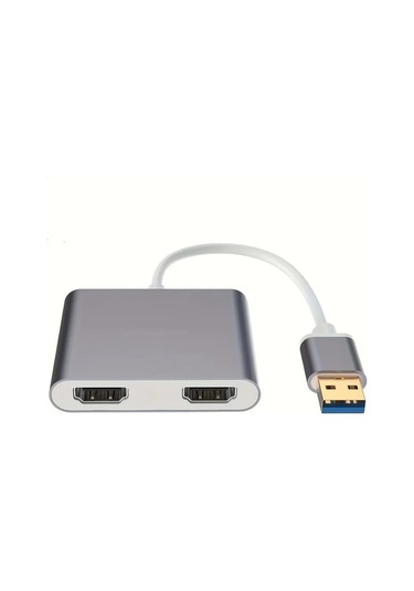 Boatshop1 Gri Usb3.0 Çift Hdtv Video Adaptörü Bilgisayar Laptop Ve Projektör İçin Çift Ekran 1080p 60hz 12.5cm Kablo