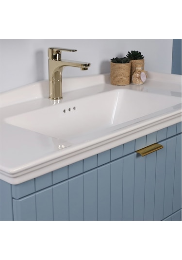 Kobos Noble 80 Cm Banyo Dolabı Seti Light Blue Mavi