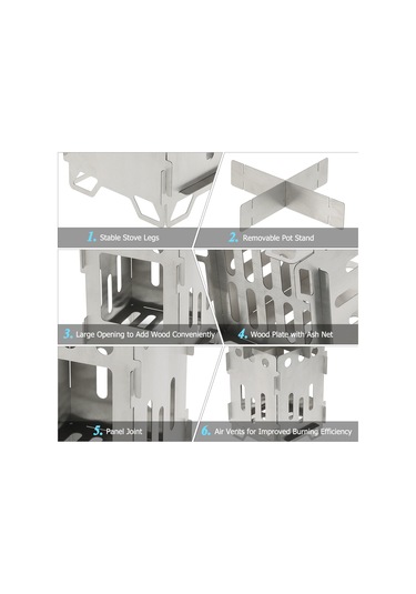 Ximistore9 Stainless Steel Çıkmaz Odun Ocağı - Taşınabilir, Hızlı Yakma, Doğal Yakıt Kullanan Kamp Fırını Çok Renkli