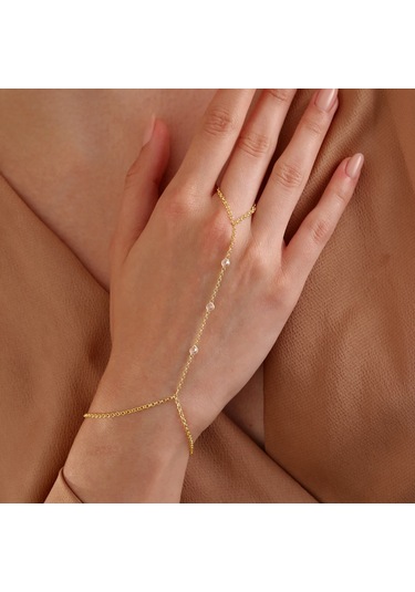 925 Ayar Gümüş El Üstü Zirkon Taşlı Doç Zincirli Şahmeran Altın