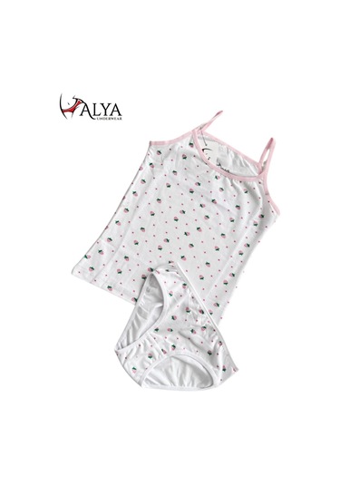 Alya Underwear Kız Çocuk Baskılı Ip Askılı Atlet Ve Slip Takımı Çilek Baskılı