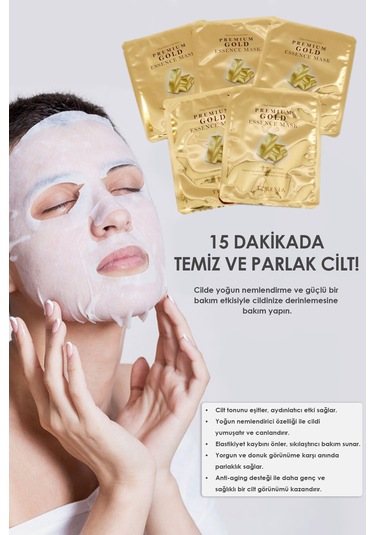 Teresia Premium Gold Mask Altın Özlü Yoğun Nem & Aydınlatıcı Kağıt Maske