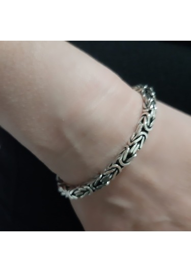 925 Ayar Gümüş Kare Kral Bileklik 5  Mm