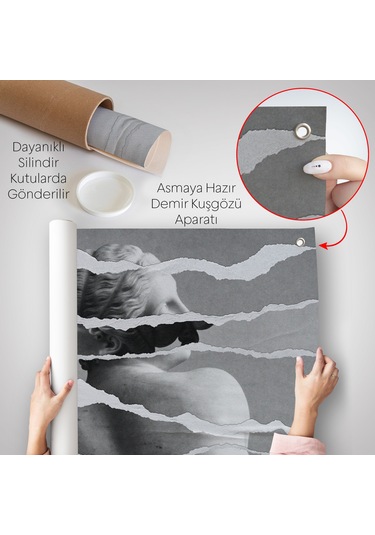 Yunan Heykeli Görüntüsü Yırtık Kağıt Duvar Örtüsü-7231