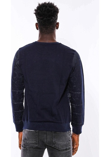 Lacivert Taşlı Desenli Sweatshirt - Wessi Siyah