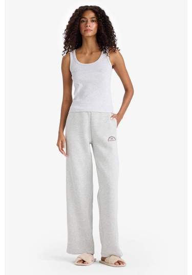 Defacto Regular Fit Yuvarlak Yaka Kolsuz Ribana Pijama Üstü-fall İn Love F0110ax25smgr93 Gri