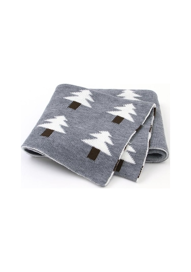 Sones Bebek Örgü Noel Ağacı Kucaklama Battaniyesi Şal Örtüsü Gri