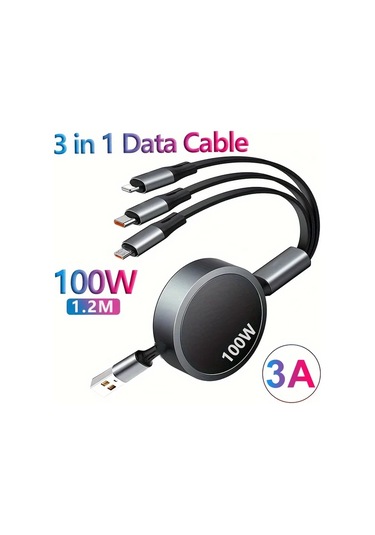 Brightnova 3 İn 1 Data Kablosu 100w 1 2m Yeşil 47 24 İnç 3a 6a Usb Hızlı Şarj İphone Uyumlu 13 14 12 11 Pro X Max Type C Micro Huawei