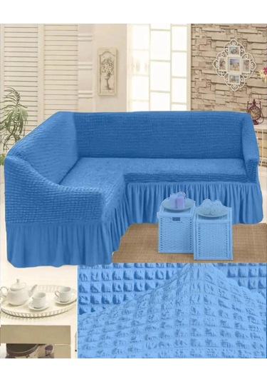 StarMall Bürümcük Köşe Koltuk Örtüsü, Kanepe, Koltuk Kılıfı, Eteli Turkuaz