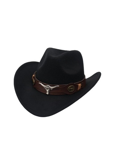 Vintage Tarzı Kovboy Şapkası - Yetişkinler İçin Cosplay Aksesuarı, Güneşten Koruma Ve Seyahat Fotoğraf Çekimleri İçin İdeal Siyah