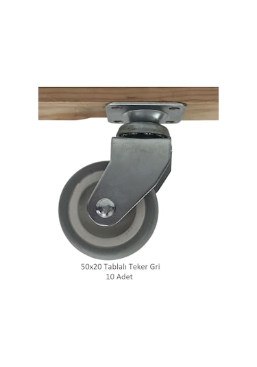 Ofis Koltuk Dolap Etajer 360 Derece Döner 50 X 20 Tablalı Teker Gri 50 Mm 10 Adet Gri