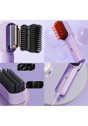 Vkemall Kablosuz Mini İyon Saç Düzleştirici Testere - 3 Hız Ayarı, Usb Şarjlı, 3200mah Pil, Anti-yanık, Otomatik Kapanma - Mor