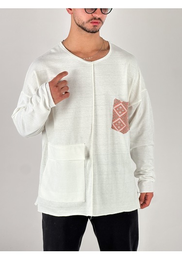 Turuncu Cep Detaylı Tasarım Sweatshirt Coc1075 Çok Renkli