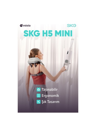 Skg H5 Mini Taşınabilir Omuz Ve Boyun Masaj Aleti, 6d Shiatsu Masaj Terapisi, Termoterapi Gri