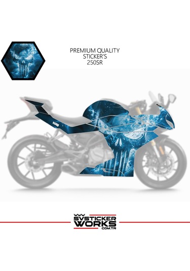 Cfmoto 250sr Sticker Kaplama Punisher Motor Kaplama Modeli Hazır Kit