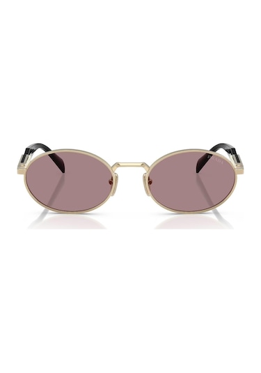 Prada Pr 65zs Zvn20ı 55 Kadın Oval Gold Metal Güneş Gözlüğü Altın