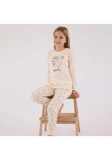 Arnetta Kız Çocuk Pijama Takımı 3434 Krem