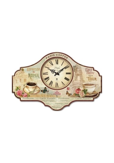 AHŞAP SAATLER › Saatler-MB PARİS TEMALI DUVAR SAATİ-40*26*3,5 CM Ahşap