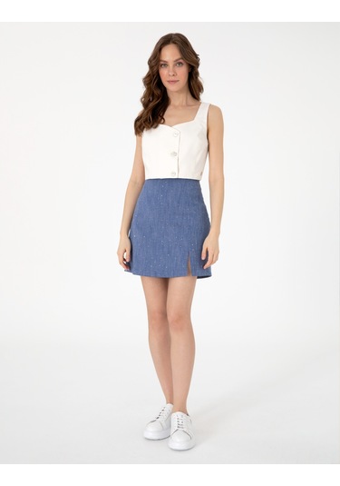 Pierre Cardin Kadın İndigo Etek Dokuma 50300152-vr028 İndigo
