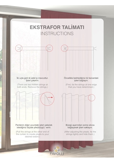 Br Favolli Kadife Dokulu Kırmızı Ada Fon Perde Ekstrafor Büzgülü Dream Series Kırmızı