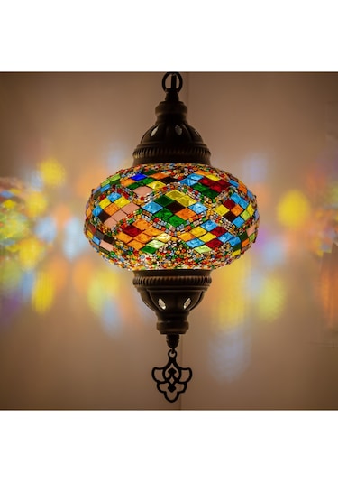 Mozaik Gece Lambası Tekli Otantik Sarkıt Avize Renkli