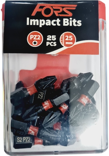 Fors Bits Yıldız Uç Pz2 25 Mm Vidalama Matkap Ucu Manyetik 25 Adet
