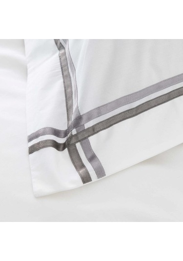 Karaca Home White Colllection Valse Gri Çift Kişilik Saten Şeritli Percale Nevresim Takımı Gri