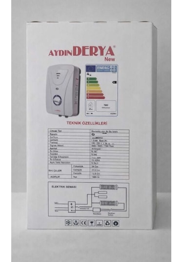 Aydın Derya Elektrikli Şofben 7500w Ani Sıcak Su, Güvenli Kullanım, Ekonomik Su Isıtıcı