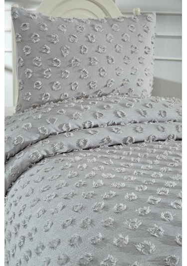 Çeyiz Diyarı Konik 2 Parça Tek Kişilik Pike Takımı Gri Gri