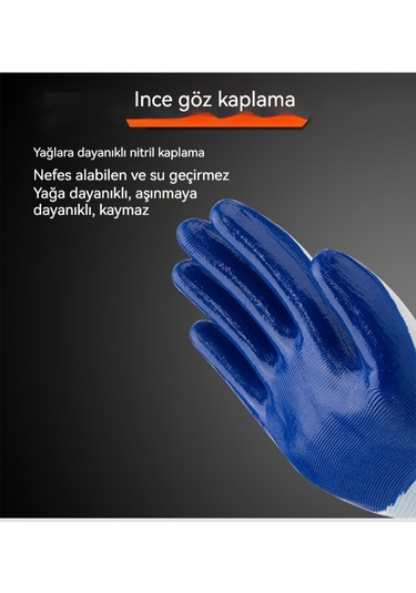 İş Sigortası Eldivenleri Aşınmaya Ve Kire Dayanıklı Siyah 1 Paket 12 Çift