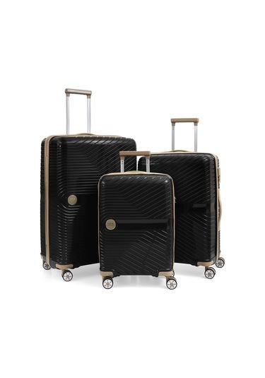 Ççs 5239 Polipropilen 3 Lü Valiz Seti Siyah-bej Siyah - Bej