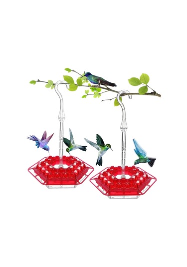 Dofolink 2 Adet Kırmızı Kolibri Besleyici - Kolay İzleme, Kolay Doldurma Ve Temizleme Özellikli Yemleme Aleti