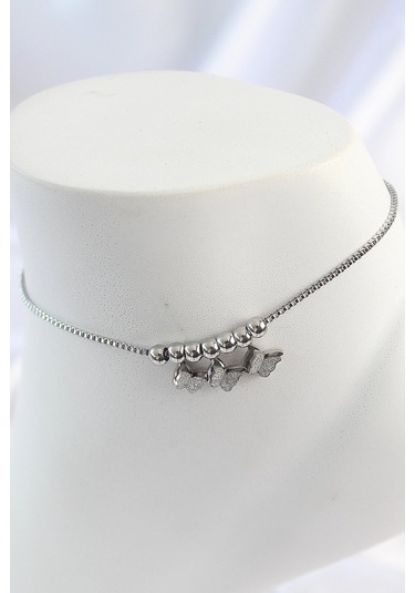 Ceylan Adam 316l Çelik Gümüş Renk Simli Kelebek Model Kadın Halhal Çok Renkli