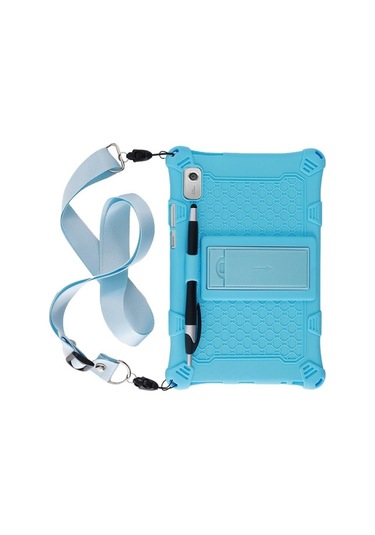 Didadodo Lenovo Tab M9 Uyumlu Pc + Silikon Kılıf + Omuz Kayışı + Ayarlanabilir Kickstand Kılıf Arka Kapak