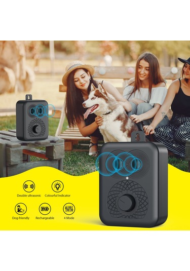 Geeroyoo Siyah Abs Ultrasonik Köpek Kovucu, 32ft Mesafe, 15khz-30khz Frekans, 1200mah Pil, Taşınabilir Tasarım