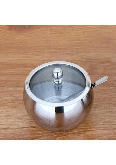 Paslanmaz Çelik Şeker Kase Baharat Kavanoz Çeşni Pot Spice Konteyner Kapak Kaşık Mutfak Aletleri Gadgets Canlı Cuet Şeker & Amp Amp Krema Tencere 3 Kaşık Klipsli